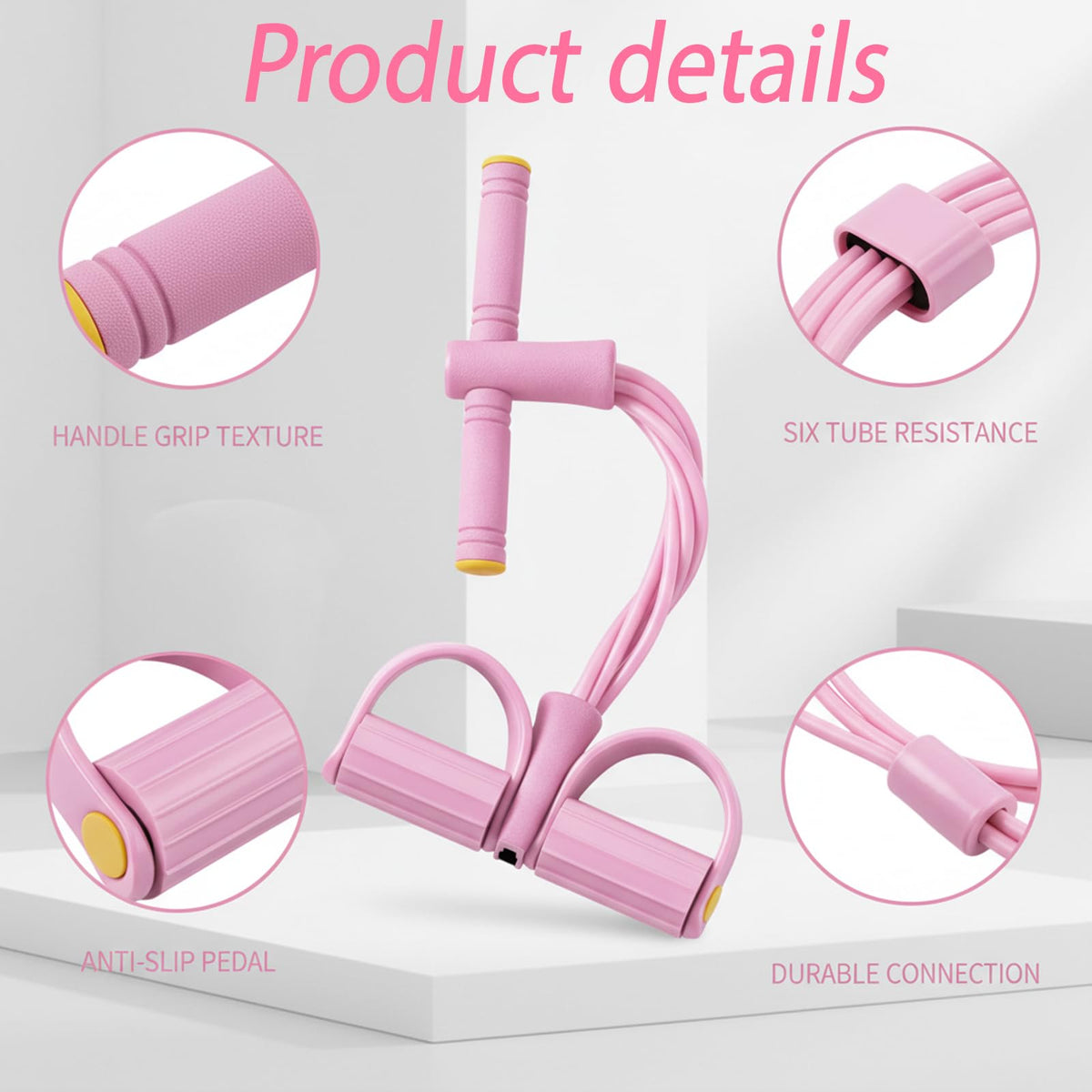 Pedal Resistance Band, Multifunction Pull Up Assistance Bands, 6 Tube Foot Pedal and Handles for Full Body Strength Training, Space-Saving Exercise Solution Home Workout Equipment