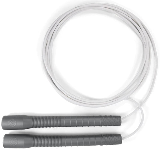 Elite Jumps Fit Rope or Fitness - Premium 4mm Pvc Speed Jump Rope - Indoor and Outdoor Exercise - Adjustable Cables, Aerobic Exercise, Gym & Home Fitness Workouts & More - Silver