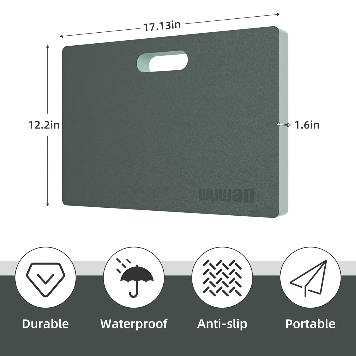 WUWAN Yoga kneeling mat, 1.5inch Thick,Knee Push-ups, Plank Support & Yoga Elbows/Knees Mat Provides Cushion for Kneeling & Elbows (Green with leather front)