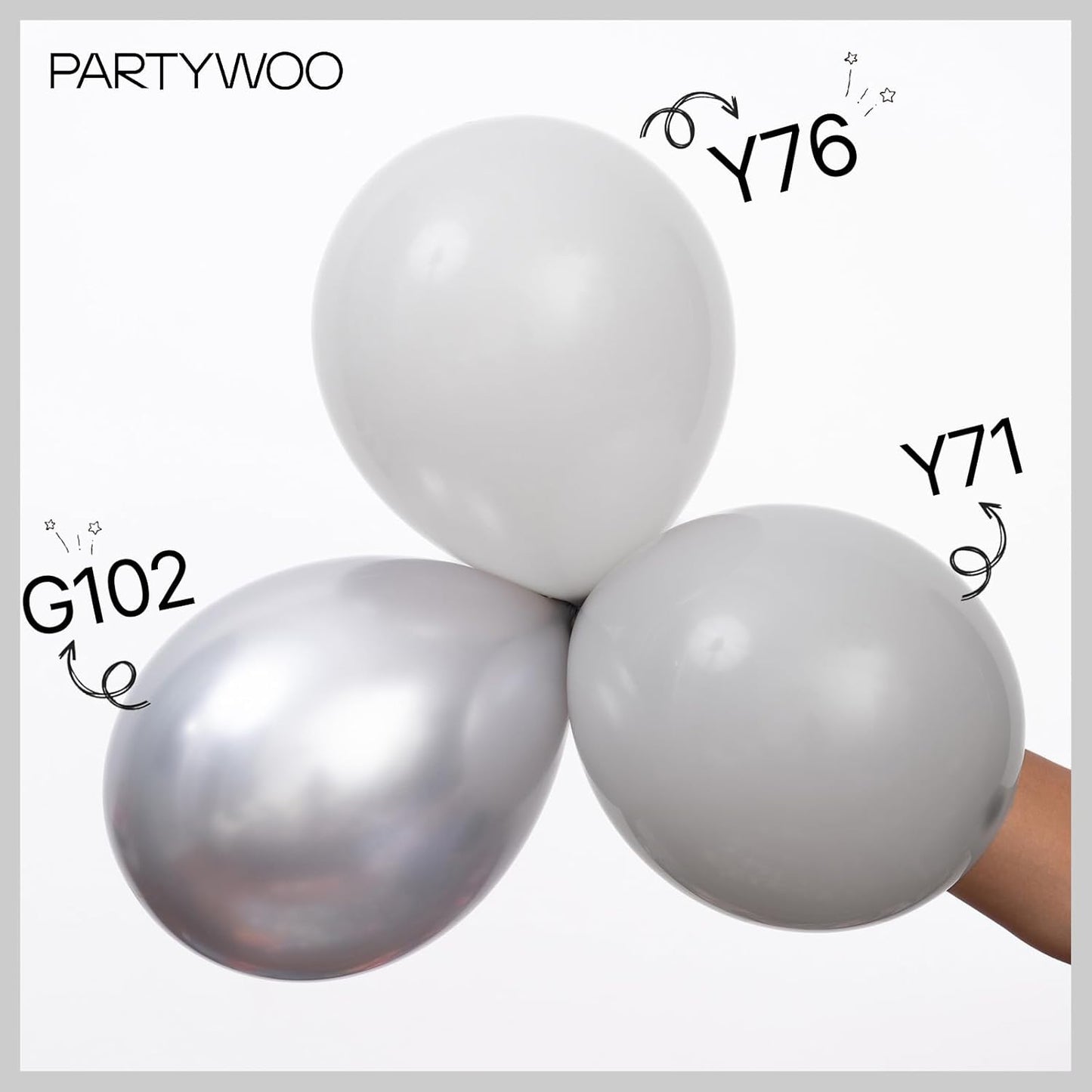 PartyWoo Gray Balloons - 50pcs 12 Inch Matte Gray Latex Helium Balloons for Celebrations
