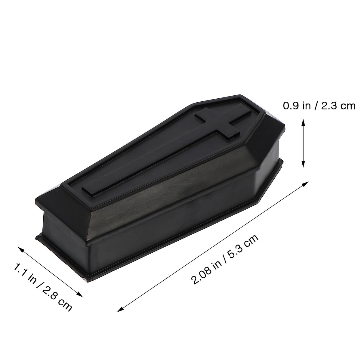 Healifty Mini Coffin Model Storage Box with Lid 2.08 X 1.1 X 0.9 Inches Black Plastic Coffin Decor for Halloween Dollhouse Ornament Candy Holder Party Prank