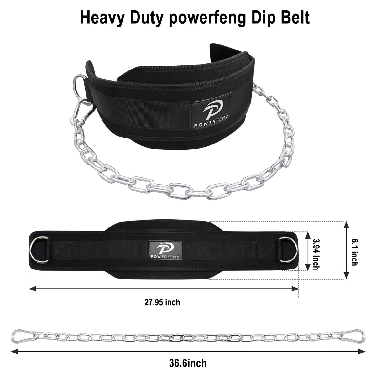 Dip Belt for Weight Lifting: Dip Belt with Heavy Duty Steel Chain for Weighted Dips, Pull Ups, Squats - Weighted Dip Belt for Strength Training Gym Home