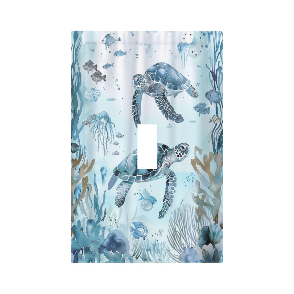 OILbiexn Decorative Light Switch Cover Blue Sea Animal Sea Turtle Seaweed Ocean Plant 1 Gang Wallplates Single Toggle Outlet Covers Switch Plate Electrical Faceplate for Bathroom Bedroom Decor