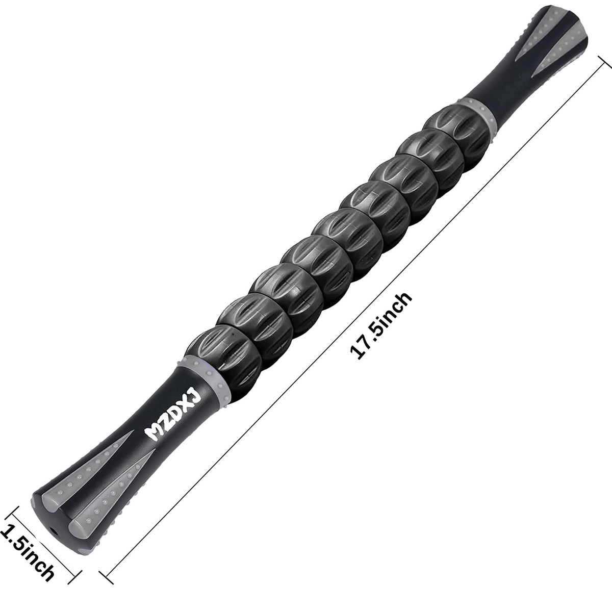 MZDXJ Muscle Roller Massage Roller Stick- Deep Tissue Fascia Blaster for Myofascial Pain Relief, Lymphatic Drainage & Body Sculpting, Handheld Physical Therapy & Recovery Tool (Gray black-18 inch)