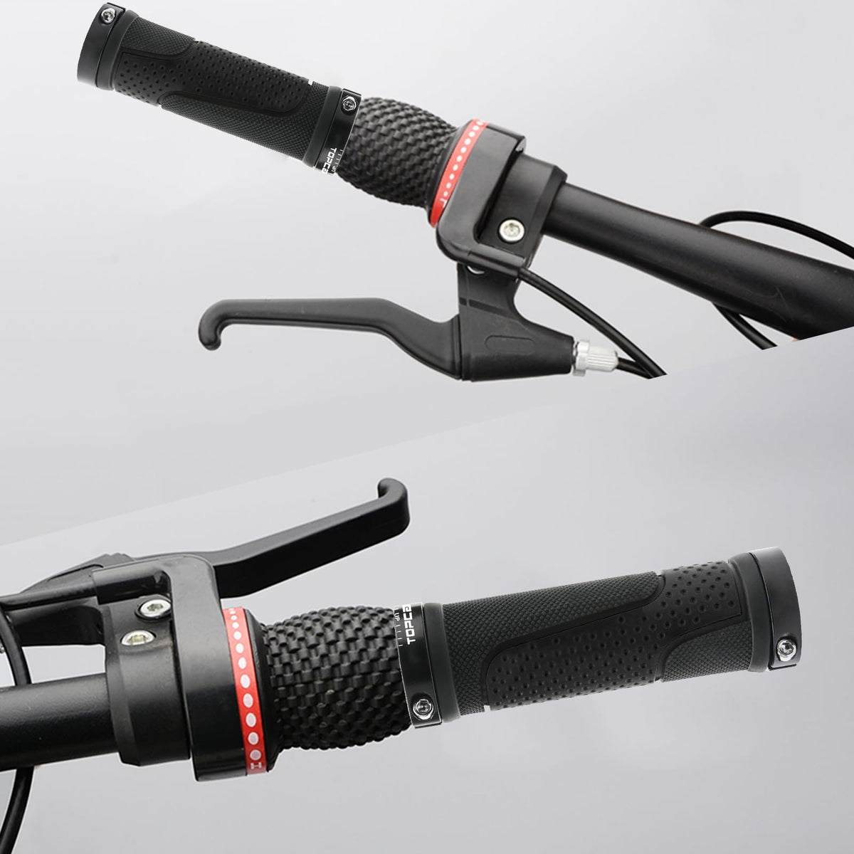 TOPCABIN Bike Handlebar Grips,Short Mini Bicycle Handlebar Grips Two-Color Rubber Bike Grips Fit Many Standard Bikes 2PCS 90MM Length (Aluminum Double Lock(Black90mm))