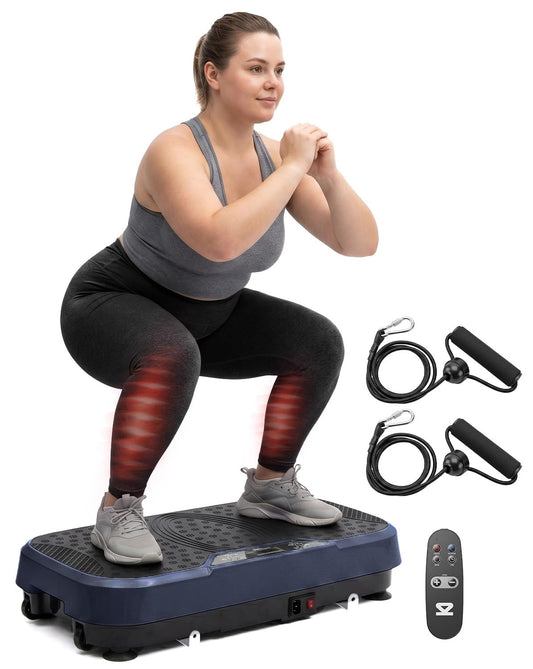 SQUATZ Vibration Plate Exercise Machine, Vibration Plate with Handles and 1-99 Speed Levels, 10 Preset Programs, Quiet Low-Impact Home Fitness Platform with Remote Control, Portable Design, Blue