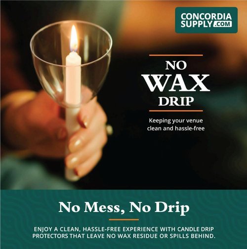 Concordia Supply Clear Shield Candle Drip Protectors - Pack of 50 Wax Catchers for Church Vigils & Christmas Eve