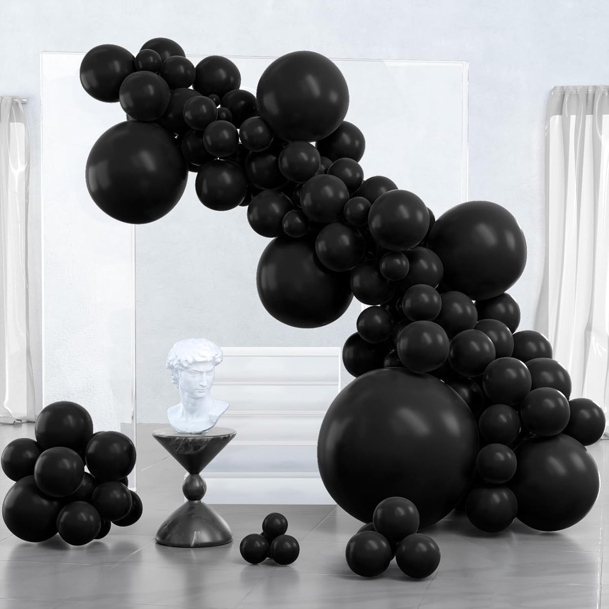 PartyWoo Black Balloons - 127-Piece Matte Latex Balloon Arch Kit for Graduation, Halloween & Birthday Decor | Various Sizes 5-18 Inch