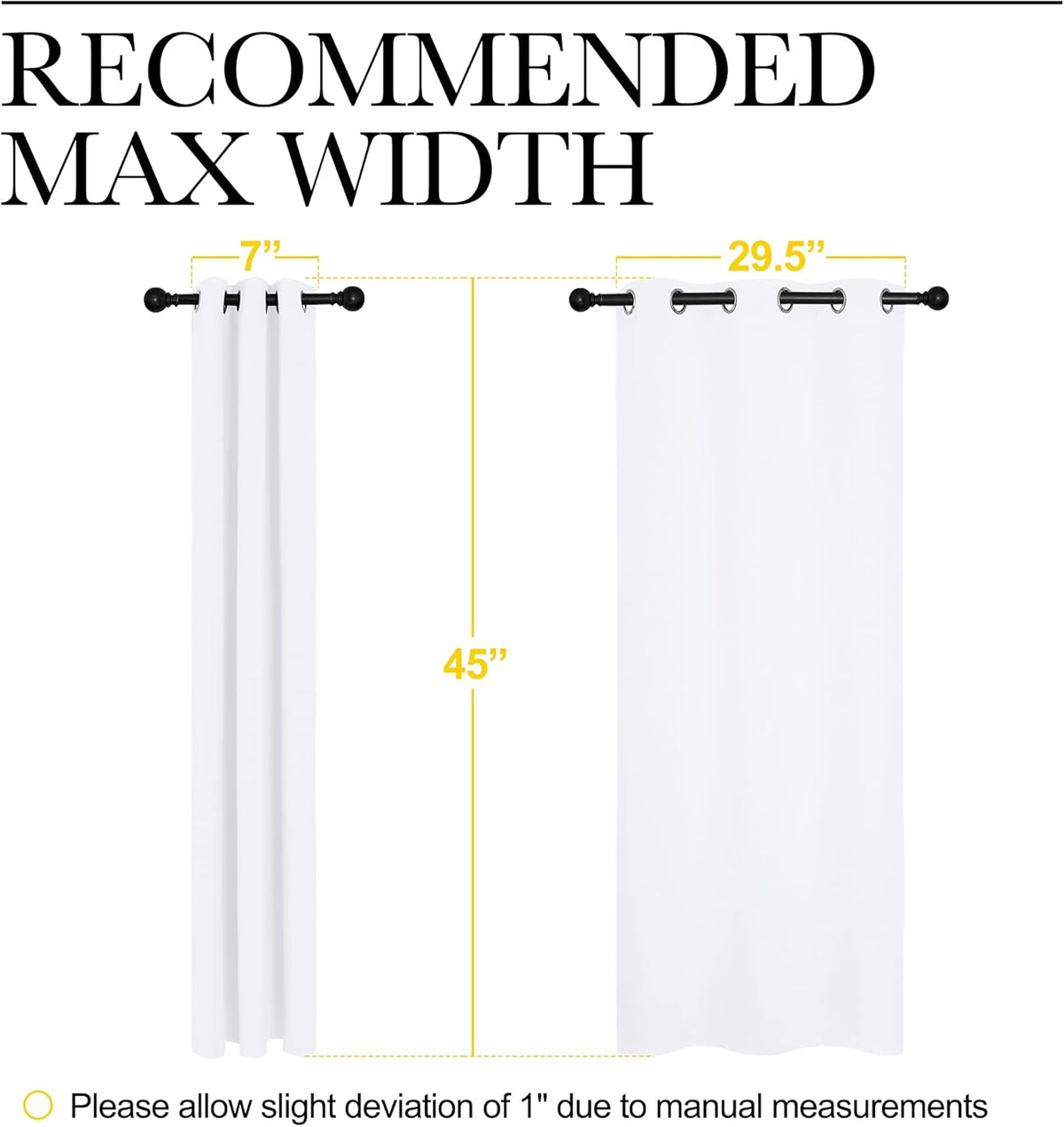 NICETOWN Curtains - Grommet Top Draperies for Small Windows | 50% Light Blocking, White (2 Panels, 34" x 45")