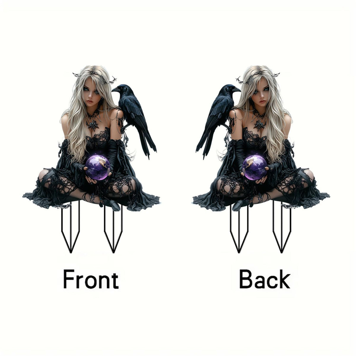 WGKOMEGE Garden Stake Decor, Halloween Dark Style Acrylic 2D Garden Fairy Decoration, Fairy Garden Accessories for Outdoor Indoor Yard Lawn Pot Plants (Black)