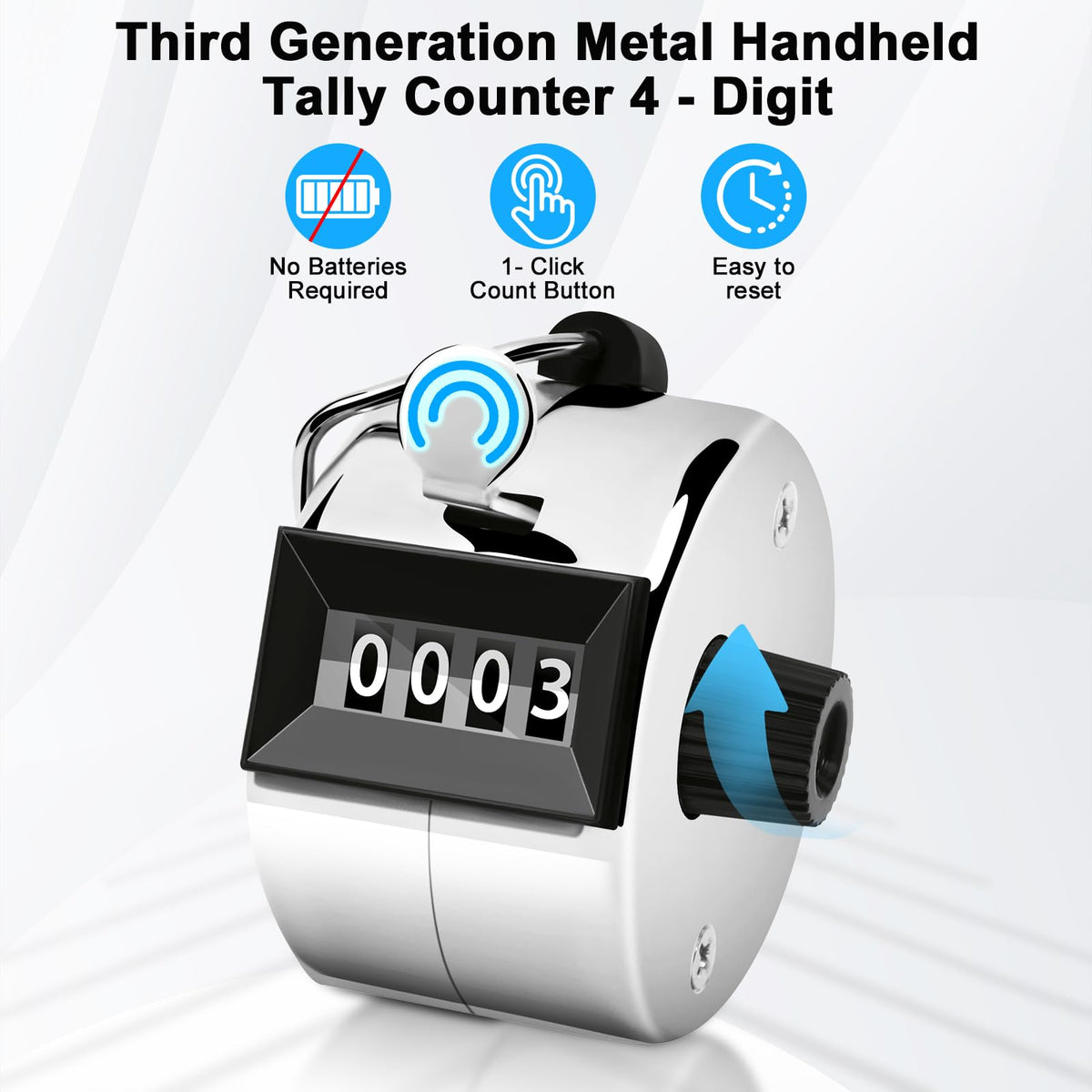 Decymis 2 Pack Clicker Counter, Metal Hand Tally Counter Clicker, 4 Digit Mechanical Palm Click Counter for Counting Numbers, Coaching, Sports Events Count