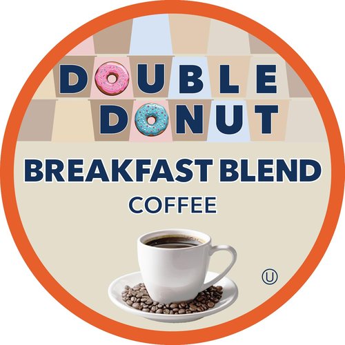 Double Donut Coffee - Breakfast Blend Light Roast Pods | 80 Recyclable Single-Serve Pods for Keurig