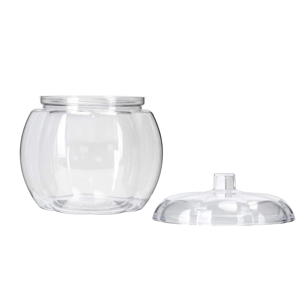HANZE Appreciation Gifts for Teacher Women - Pumpkin Shaped Container with Lid, Plastic Pumpkin Jar for Candy, Treats, Spices, Party Ornaments, Halloween Decorations, Gift Box - Clear (2 Pack)