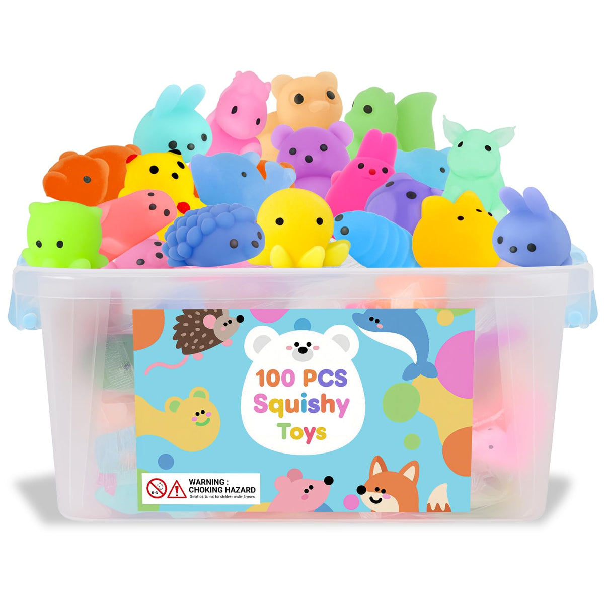 100 Pcs Party Favors & Squishy Toys Bulk for Kids 4-12, Fidget Toys Sensory Stress Relief Toys for Classroom Prizes, Christmas Stocking Stuffers, Birthday Goodie Bags & Teacher Supplies