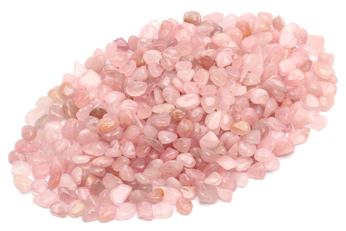 ZenQ 1 lb Madagascar Rose Quartz Tumbled Stone Chips Crushed Natural Crystal Quartz Pieces