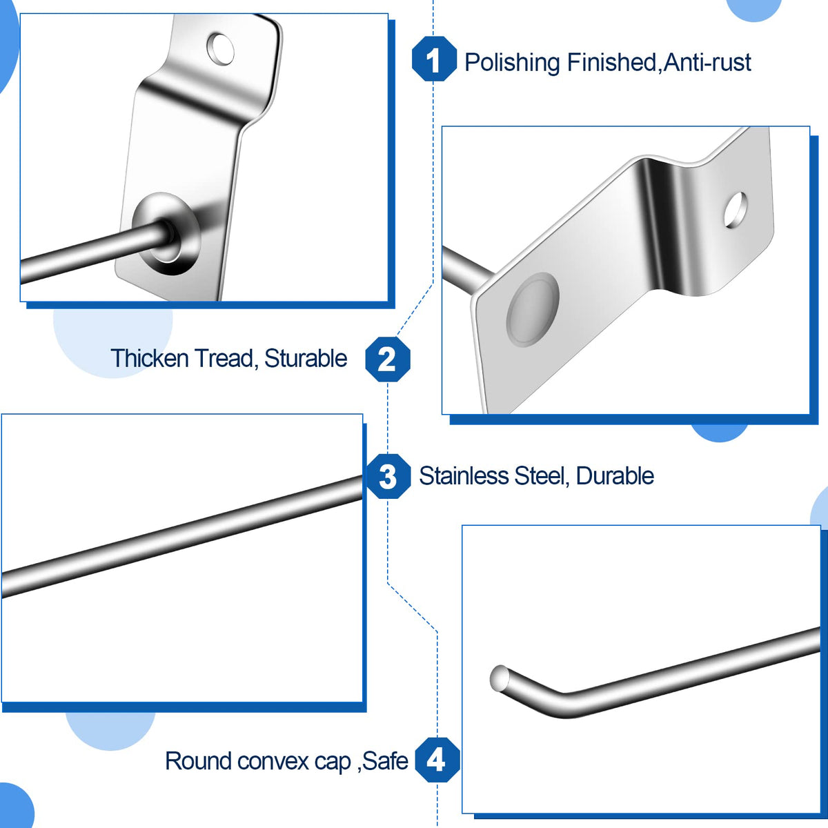 Moxweyeni 100 Pack Slatwall Hooks, 6 and 8 Inch Slatwall Accessories, Metal Panel Wall Hooks Pegs Hanging Hangers Thickness Slat Pegs for Garage Shop Retail Display(Silver)