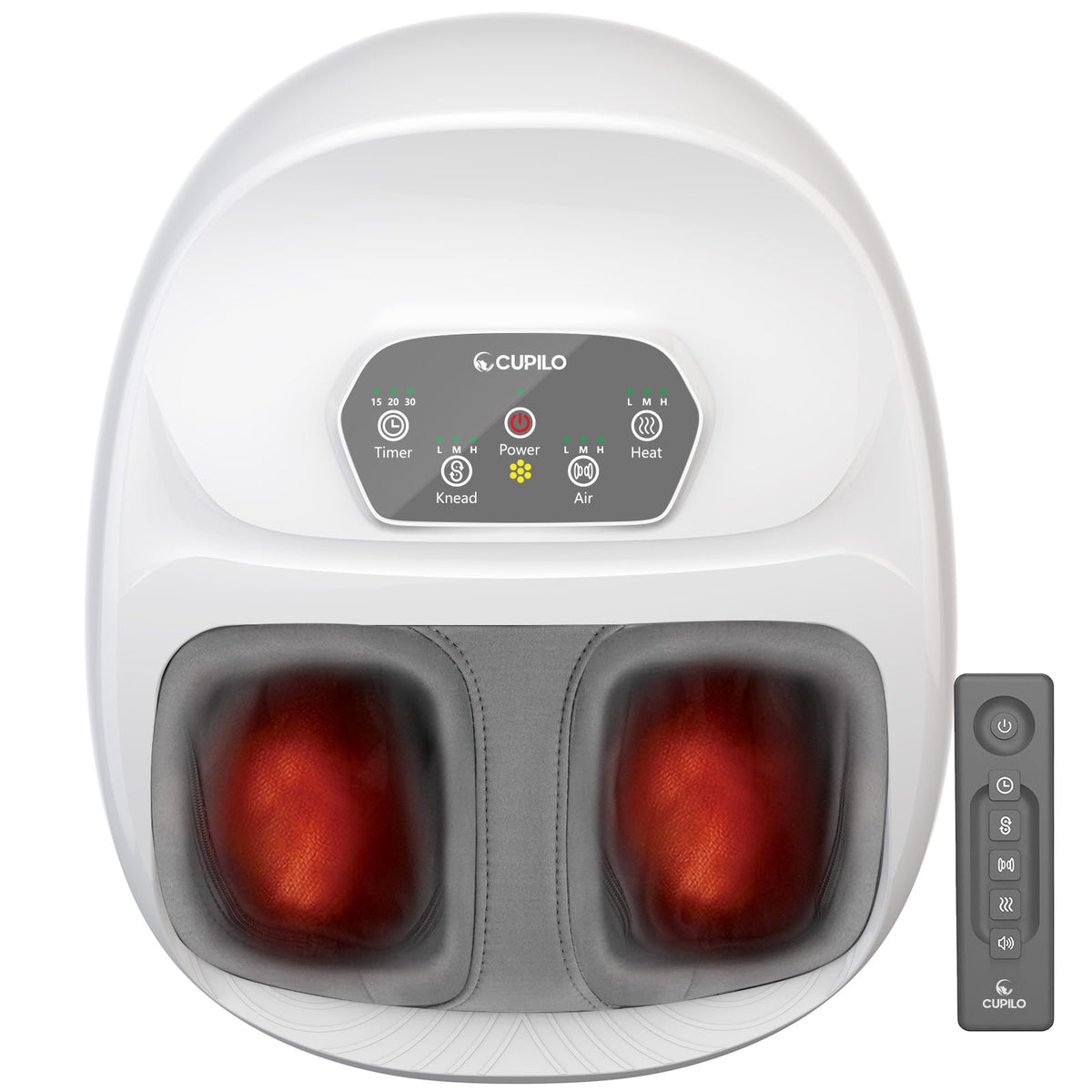 CuPiLo Foot Massager with Heat, FSA Eligible HSA Upgraded Full Feet Shiatsu Massage for Neuropathy, Remote Control Multi-Level Settings for Plantar Fasciitis, Birthday Day Gifts for Women Men(White)