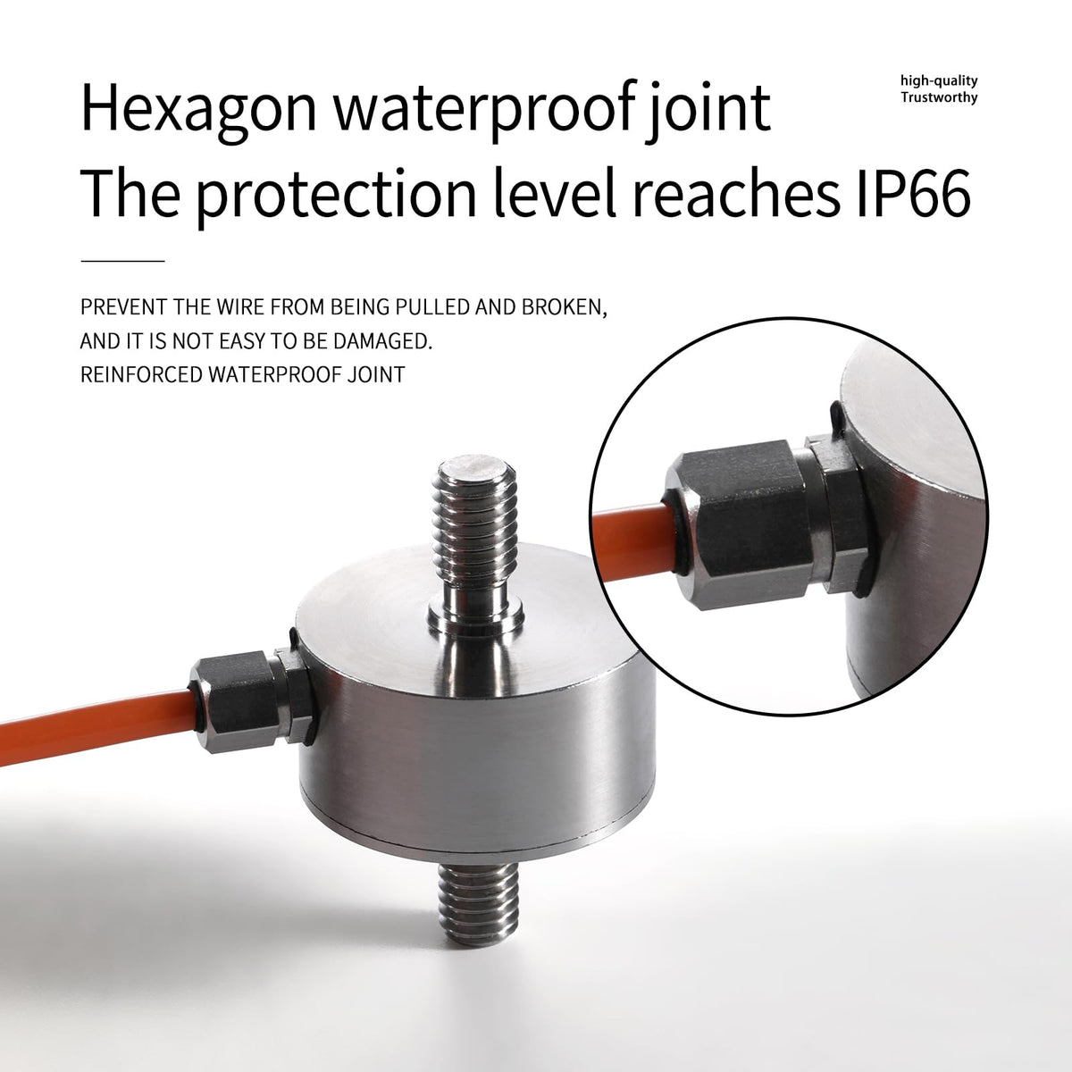Load Cell Force Sensor, 0.1% High Precision Stainless Steel Tension Compression Sensor for Industrial Weighing & Force Measurement with 3m Cable (0-50kg)