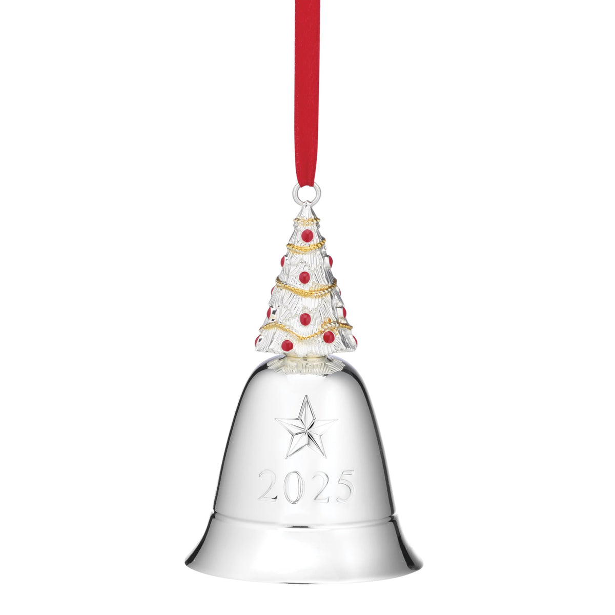 Lenox 897116 2025 Musical Bell Silverplate Ornament, We Wish You a Merry Christmas, Christmas, Holiday Decorations
