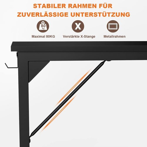 DUMOS Computer Desk - Stylish Wooden Office Table with Headphone Holder & Storage Bag | Compact Design for Home Office