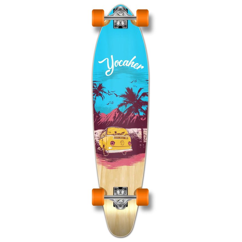 Yocaher Longboard Skateboard Complete Kicktail Cruiser 40" x 10" w/Premium Black Grip Tape, Heavy Duty Aluminum Alloy Truck, 71mm Longboard Wheels (Complete - Kicktail - Blue N' Red)