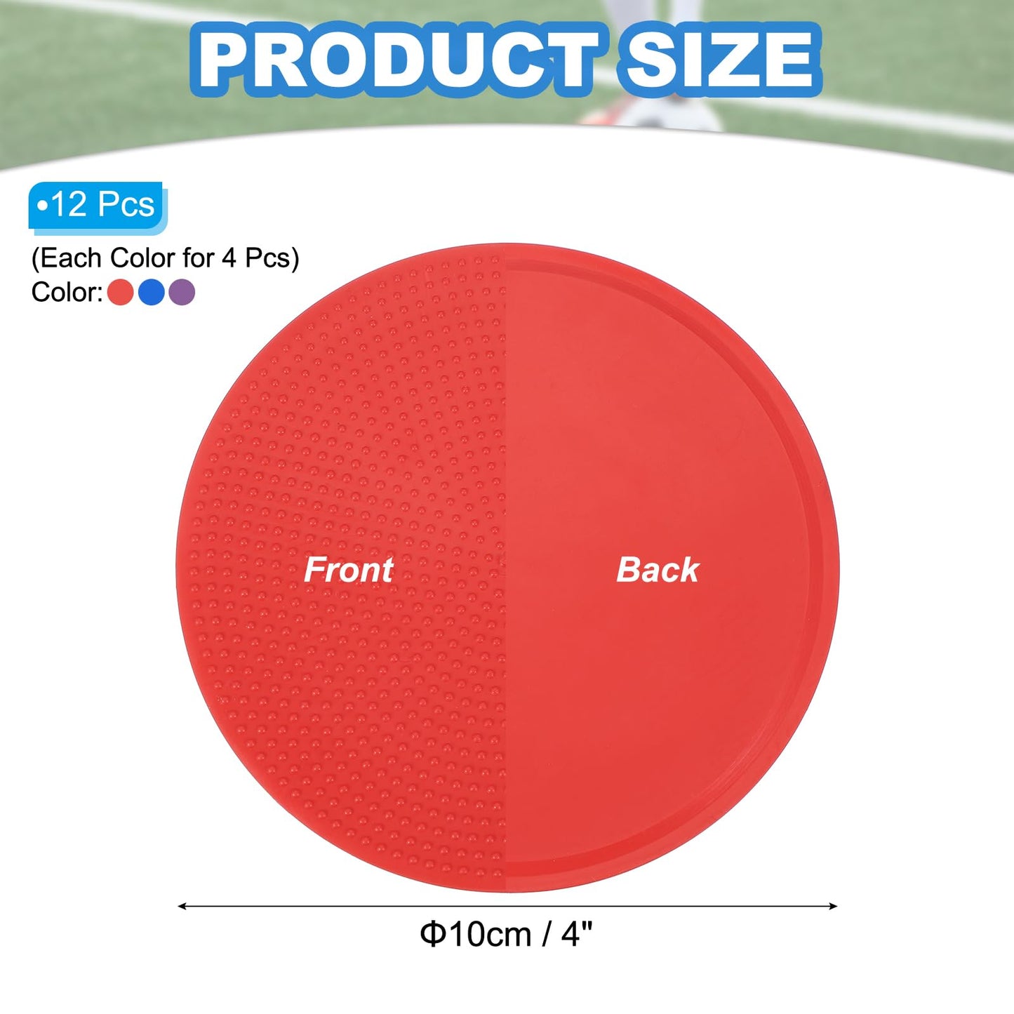 PATIKIL Spot Markers 4 Inch, 12 Pcs Non-Slip Floor Dots Agility Markers Flat Field Cones Poly Dots for Gym PE Speed Training Dance Soccer Basketball Sports, Red/Blue/Purple