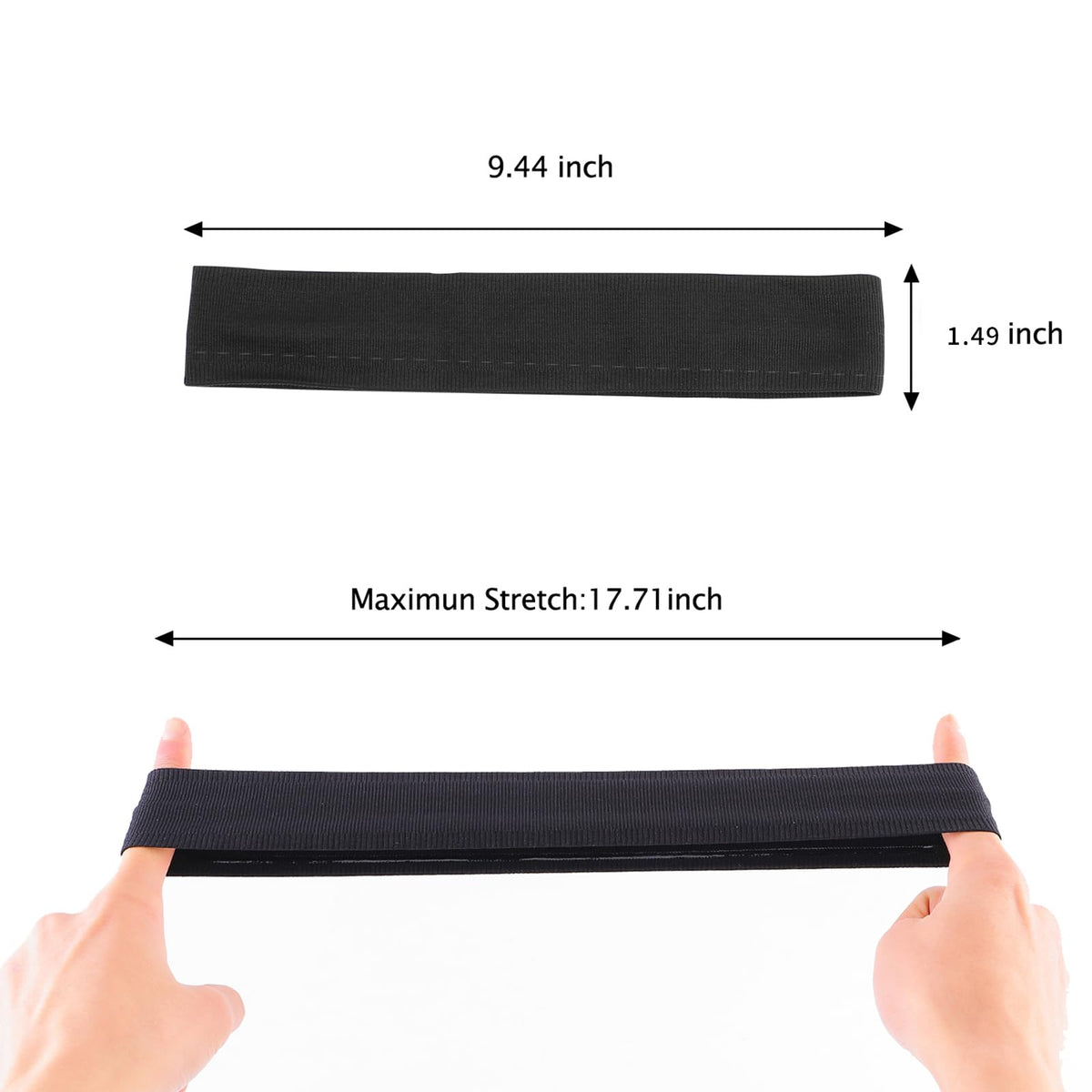 ONEYE Black Workout Headbands for Women Men Non Slip Sport Silicone Sweatbands Elastic Hair Bands Yoga Running Sports Travel Indoor Fitness Gym with 5 PCS