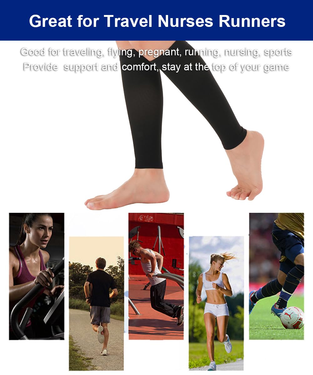 SUJAYU Leg Compression Sleeve Calf Compression Sleeve Women Men, 1 Pair Footless Compression Socks Women Shin Compression Sleeve (Beige, 4XL)