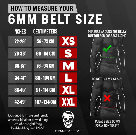 Gymreapers Weightlifting Belt 6MM Genuine Leather - Double Prong Power Belt Heavy Duty 4-Inch Wide - Strong, Stabilizing Back Support for Deadlifts, Squats Powerlifting (Black, Small)