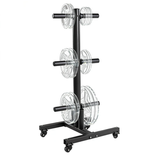 Fitvids 2-Inch Olympic Weight Plate Tree, Square w/Wheels, Black