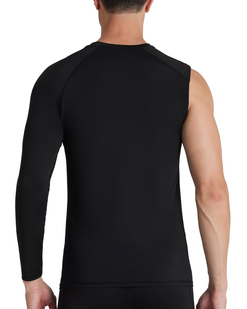 RIKUAOU Mens One Arm Sleeve Compression Shirts 1/2 Long Sleeve Athletic Base Layer Undershirt Basketball Workout Top