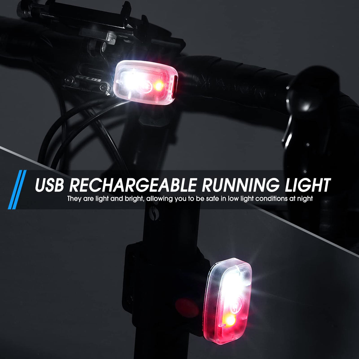 Mudder Running Lights for Runners Rechargeable LED Safety Lamps USB Rechargeable Clip on Strobe Bicycle Tail Lamps with 5 Modes Flashing Bike Lights for Night Riding Walking Hiking Pet Dog(12 Pieces)