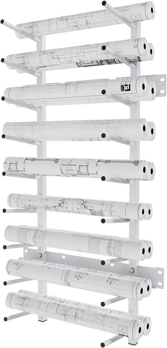 Skiennix Wall Mount Blueprint Storage Rack - Heavy Duty File Holder for Posters & Vinyl Rolls | 320 lbs Capacity