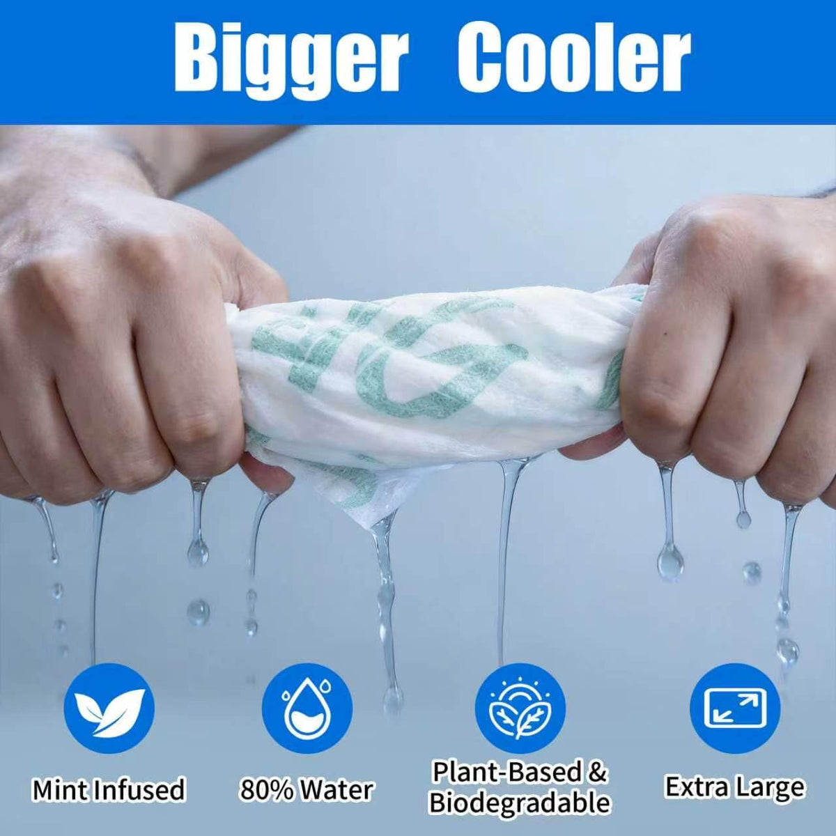 30 Pack Cooling Body Wipes, Alcohol-Free Cooling Towelettes Cooling Towel Alternative for Outdoor Sports, Camping, Hiking, Workout & Hot Weather(Green)