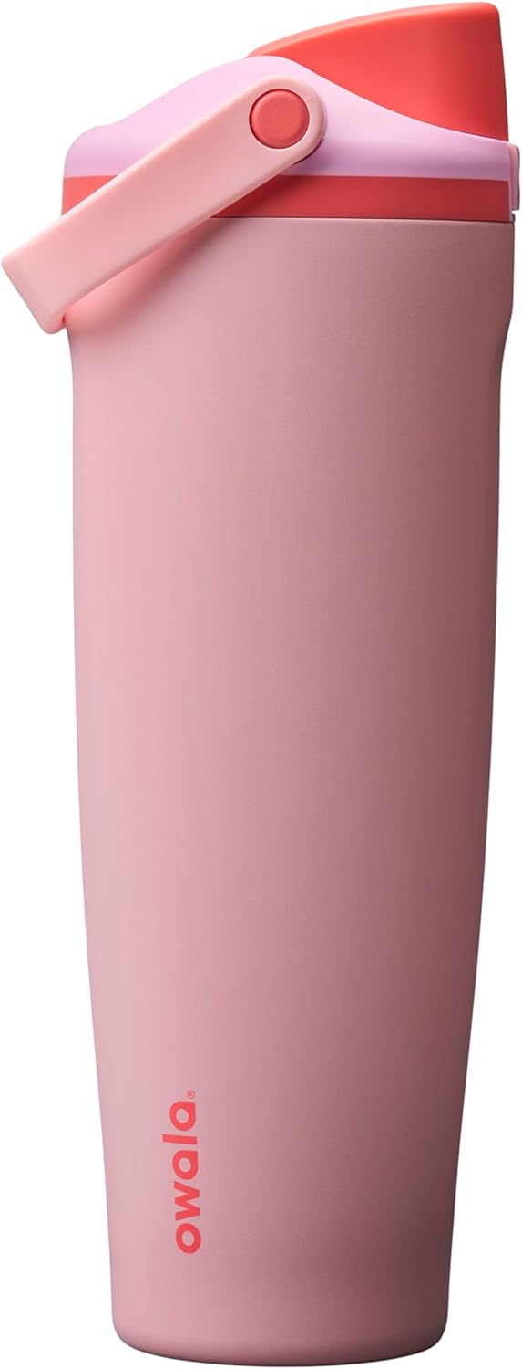 Owala FreeSip Sway 40oz Insulated Stainless Steel Water Bottle - Two-Way Spout & Built-In Straw, Pink