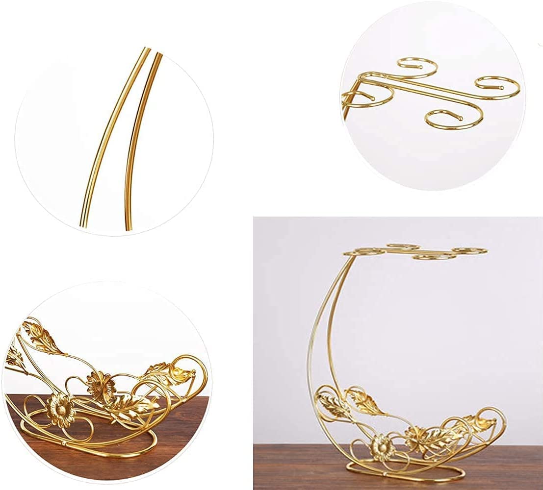Homya Tabletop Wine Rack, Holds 4 Wine Glasses + 1 Bottle, Gold