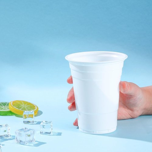 Bokon 200-Pack White Plastic Cups - 16 oz Disposable Drinking Cups for Parties & Events