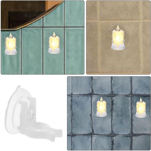 Cabilock 6-Piece Window Candle Suction Cups | Flameless Taper Candle Holders for Holiday Decor
