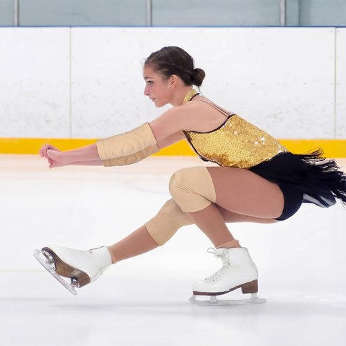 Funnysoft 2 Pairs Figure Ice Skating Knee and Gel Elbow Pads Set, Dance Knee Elbow Pads Cushion and Support Cap for Youth Dancing Figure Skating Gymnastic Youth and Adult Women Men