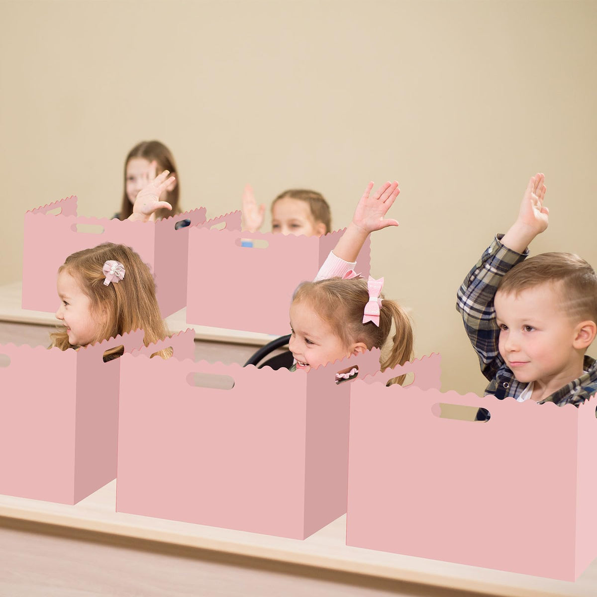 Whaline 24 Pcs Student Desk Privacy Boards Pink Classroom Desk Divider Shield Privacy Panel Folders Screen Partition for School Teacher Student Test Supplies