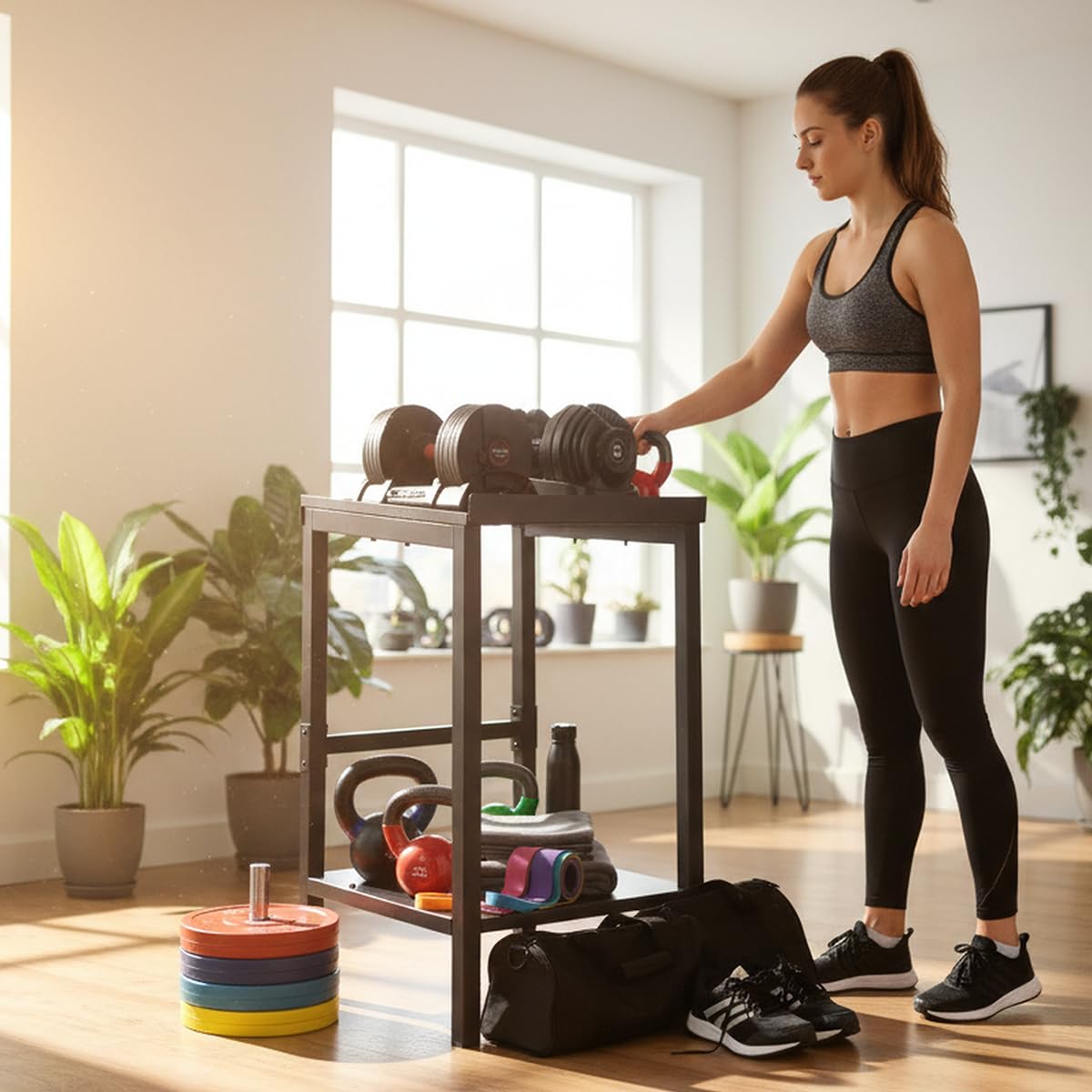 OGODU Heavy Duty Stationary Dumbbell Stand – 600-800 lbs Capacity, 2-Tier/3-Tier Extra Large Storage Rack, Fits Most Adjustable Dumbbells and Kettlebells, Anti-Tip Safety Base, Non-Slip Floor Pads, Heavy Duty Construction for Home Gym, Garage, Commercial