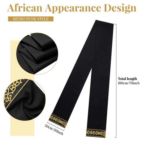 Jiuguva 2 Pcs African Hats for Men Pattern African Kente Kufi Hats and Stole Sash for Black History(Embroidery)