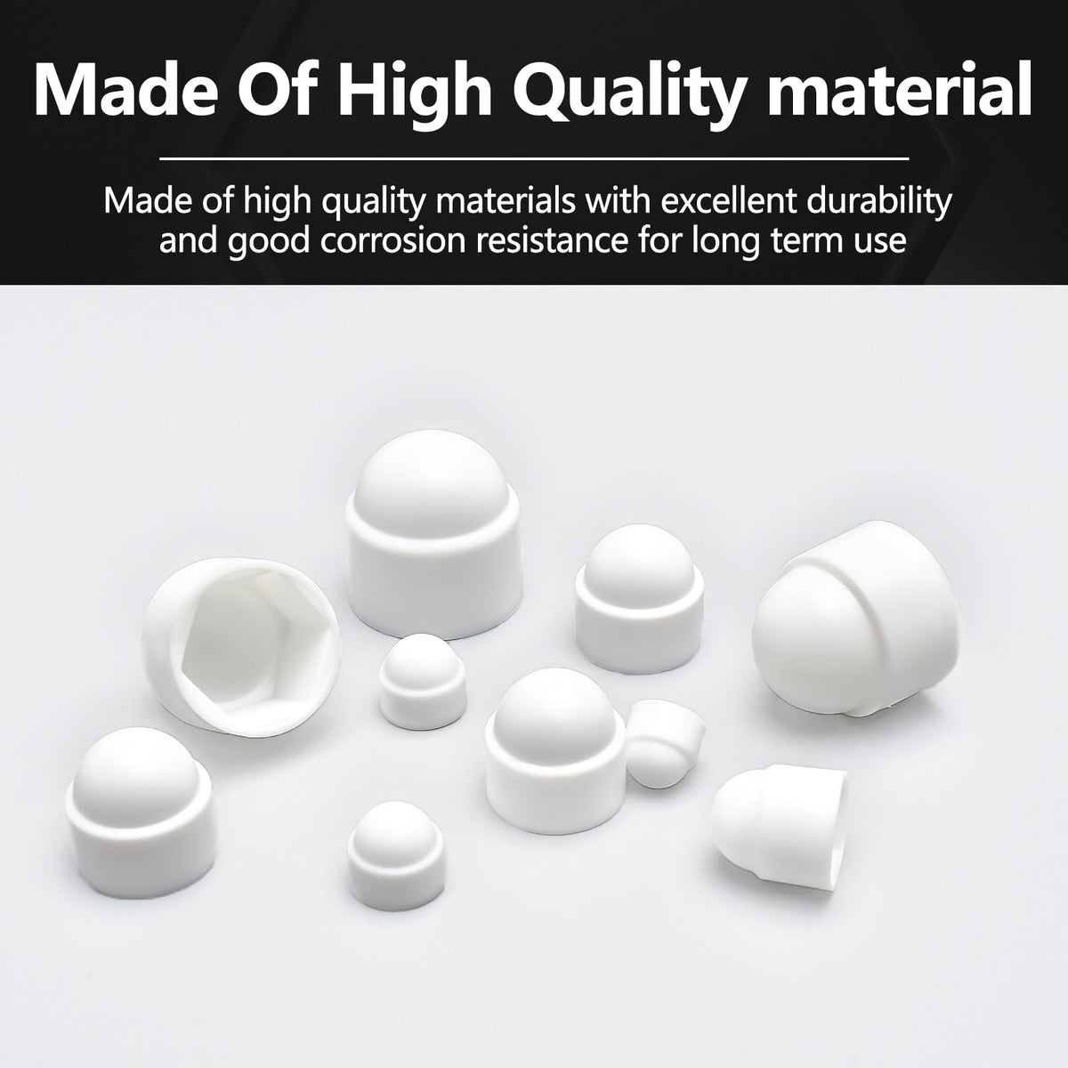 197 Pieces White PE Bolt Covers Screw Caps White Bolt Nut Protective Cap Bolts Cover Screws Caps Hex Cap Plastic Nut Assortment Kits Nylon Insert Locknut for Screws Bolts M4 M5 M6 M8 M10 M12