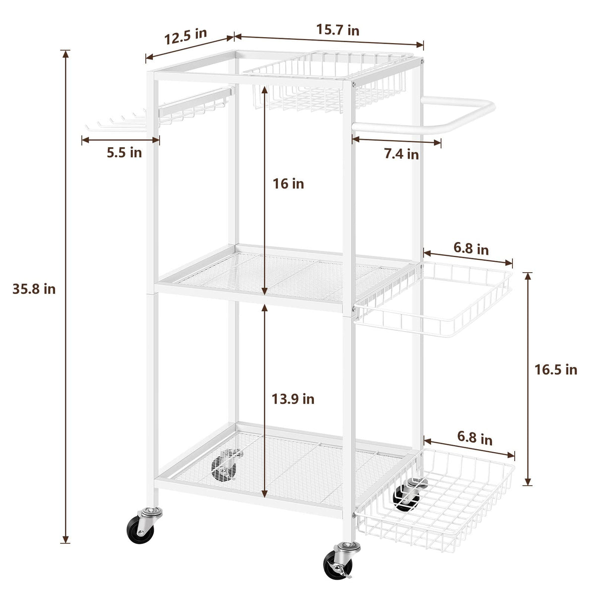 Weight Rack for Dumbbells Yoga Mat Storage Rack Home Gym Equipment Storage Rack Workout Equipment Storage Cart with Hooks for Yoga Mats, Dumbbells, Kettlebells, and Resistance Bands, White