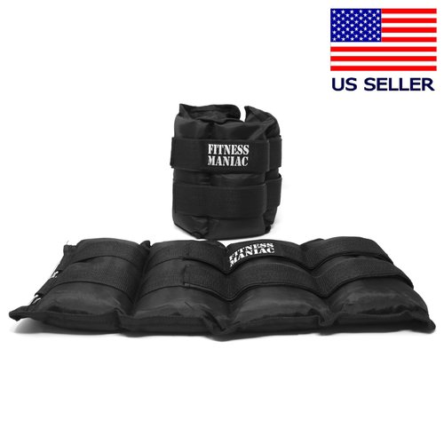 FITNESS MANIAC Ankle Weights with Double Straps Wrist Leg Weight for Walking Jogging Gym Exercise Gymnastics Aerobics 14 lbs (two 7-lbs)