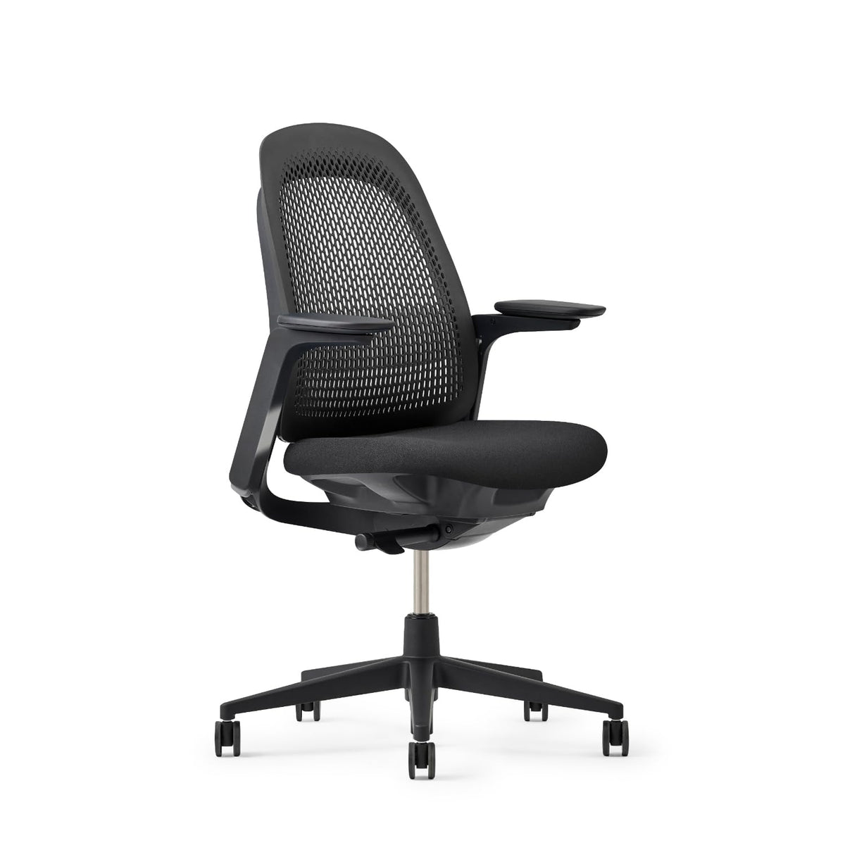 Haworth Breck Office Chair - Ergonomic Desk Seat with Height-Adjustable Lumbar Support, Black Trim, and 4D-Arms (Coal)