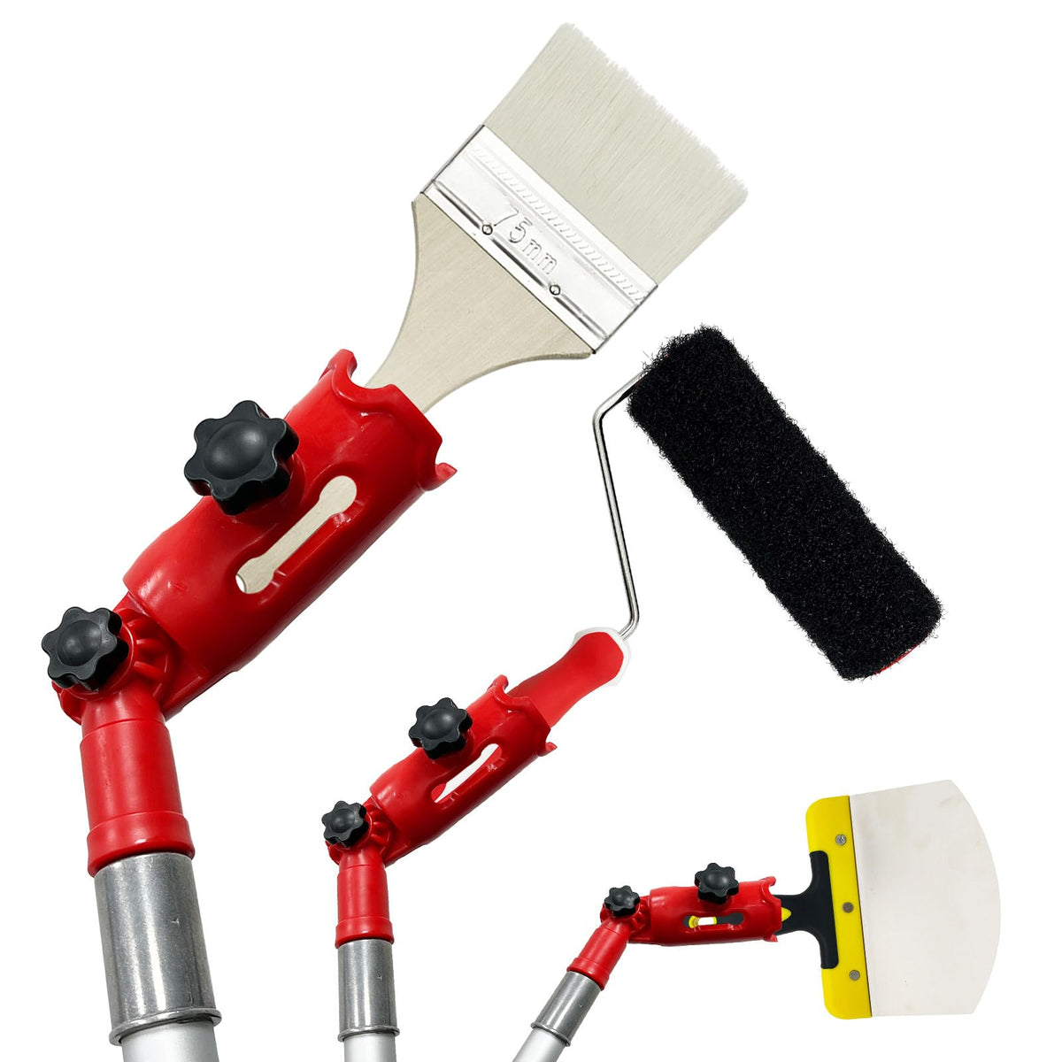 WYXDSDEV Multi-Angle Paint Brush Extender Red, Paint Edger Tool for High Ceilings, Extension Pole Attachment Holder for Paint Brush,Roller, Scraper, Rotating Head, Paint Pole Extension Device