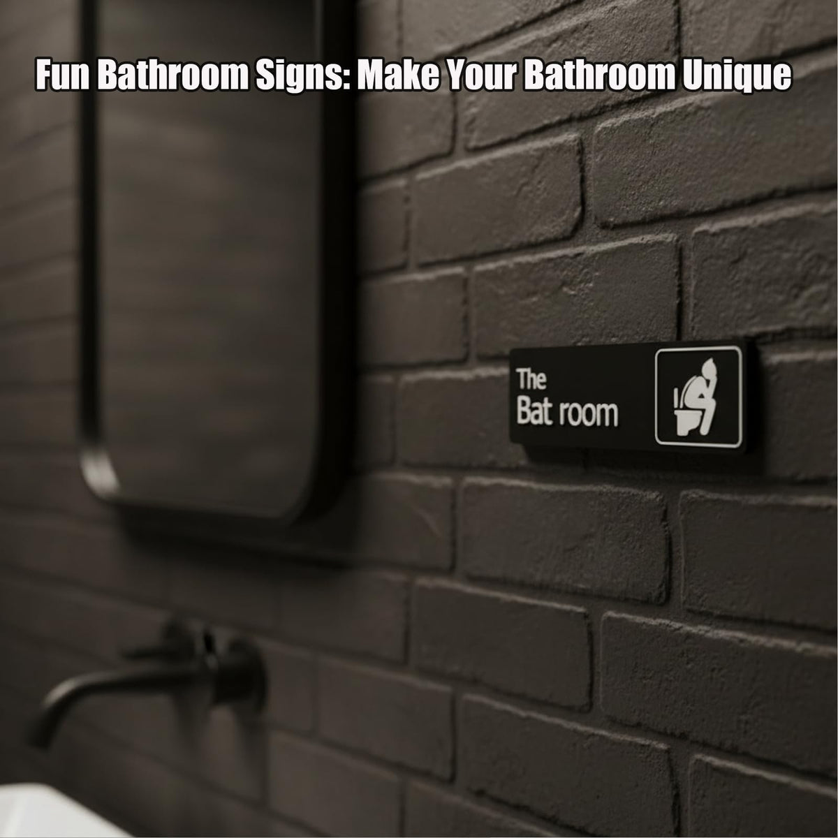 Falnvita Funny The Bat Room Sign - Heroic Themed Bathroom Decor for Office & Home - Humorous Restroom Door Plaque, Unique Gift for Comic Fans, Sleek Black Wall Art