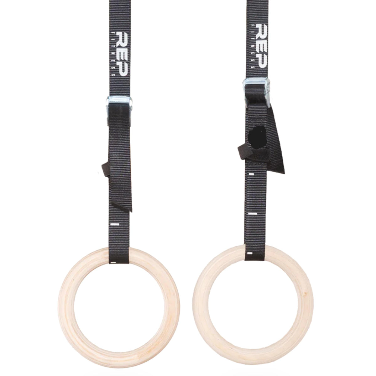 REP Fitness Wood Gymnastic Rings 1.11” FIG Spec Diameter, 14’ Adjustable Numbered Straps, Portable Olympic Suspension Trainer for Gymnastics, Core Training, Home Gym Workouts