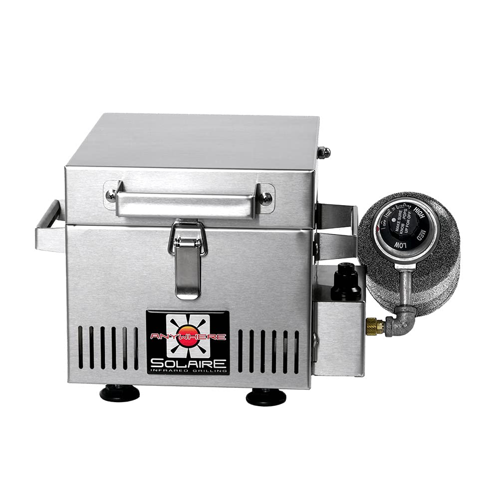 Solaire SOL-IR8A Anywhere Mini Personal Infrared Propane Gas Grill, Stainless Steel